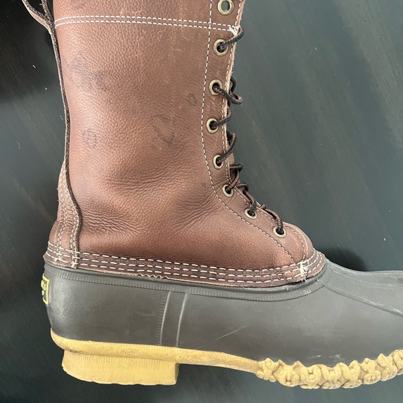 L.L. Bean Men’s Leather Rubber Shearling Lined winter duck boots - Size 10 - Picture 4 of 10